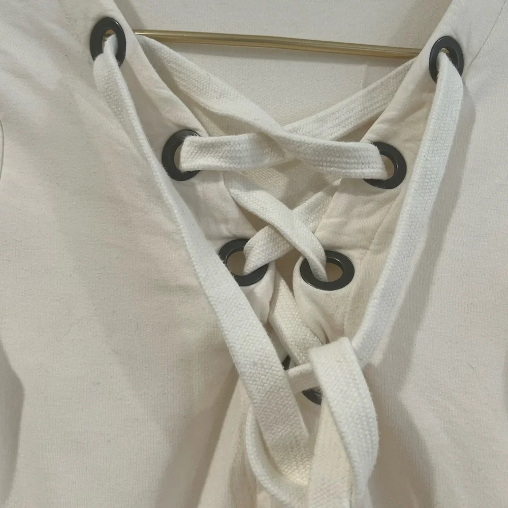 ALO Yoga Cream Lace-Up Sweatshirt  S  NWOT